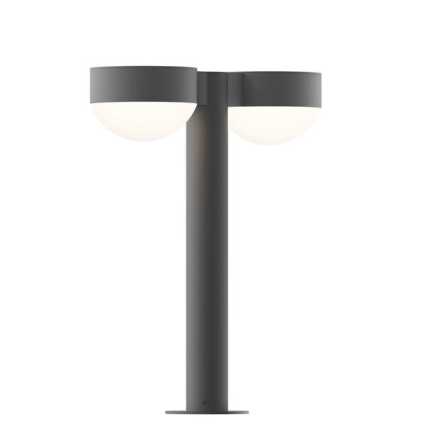 Inside-Out REALS Textured Gray 16-Inch LED Double Bollard with Dome Lens and Plate Cap with Frosted White Lens, image 1