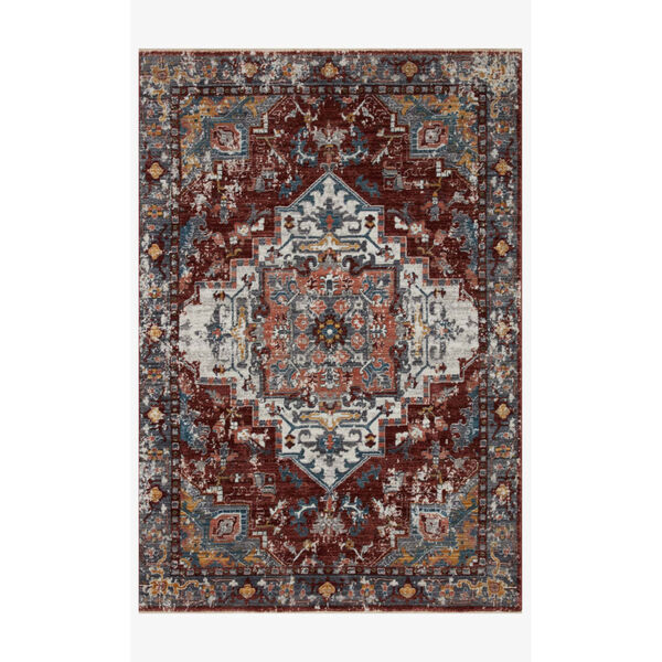 Samra Brick and Gray Rectangular: 5 Ft. 3 In. x 7 Ft. 9 In. Area Rug, image 1