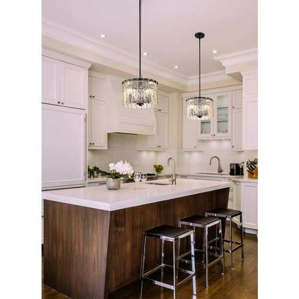 Glacier Matte Black Three-Light Pendant with Clear Glass Shade, image 2
