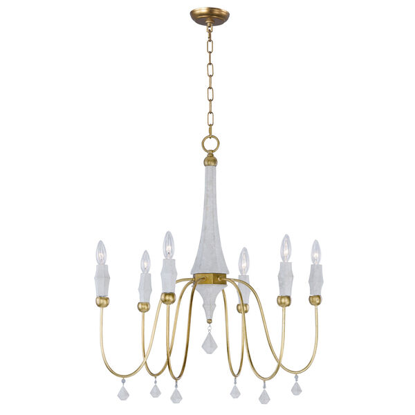 Claymore Claystone and Gold Leaf Six-Light Chandelier, image 1