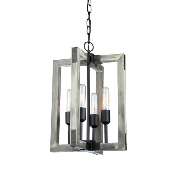 Gatehouse Beach Wood and Black Four-Light Chandelier, image 1