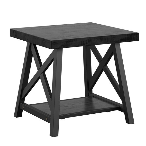 Gio Black X-Base End Table with Shelf, image 1