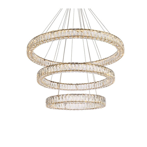 Monroe Gold 41-Inch Integrated LED Triple Ring Chandelier, image 3