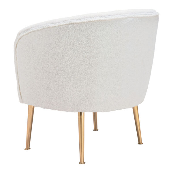 Sherpa Beige and Gold Accent Chair, image 6