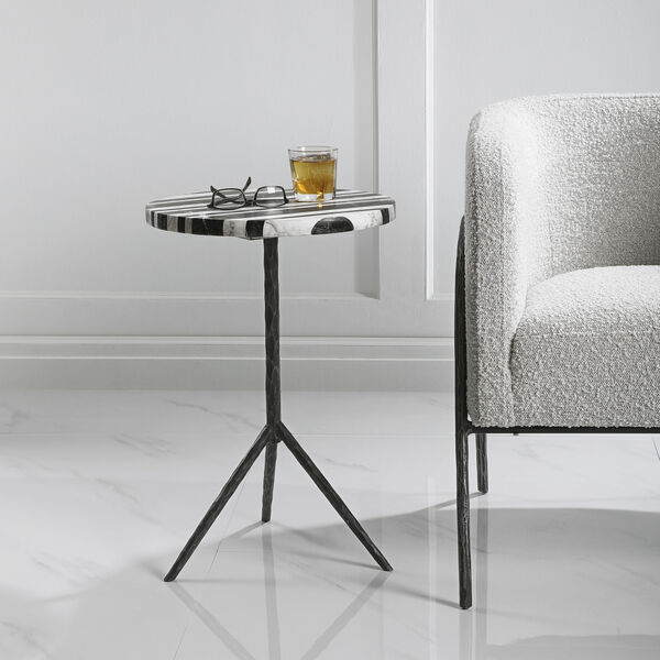 Fine Line Black and White Round Accent Table, image 1