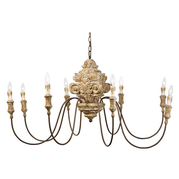 New South Wood 49-Inch Eight-Light Chandelier, image 1
