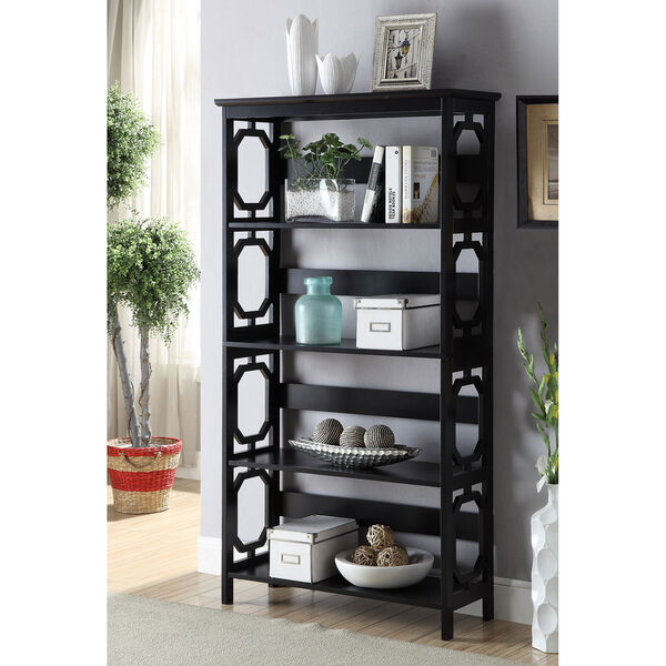 Selby Black Five Tier Bookcase, image 3
