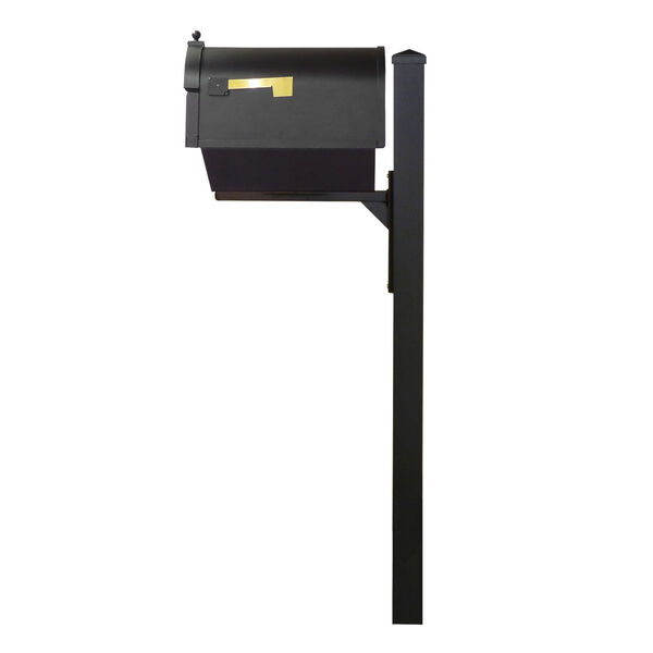 Berkshire Curbside Black Mailbox with Newspaper Tube, Locking Insert and Wellington Mailbox Post, image 4