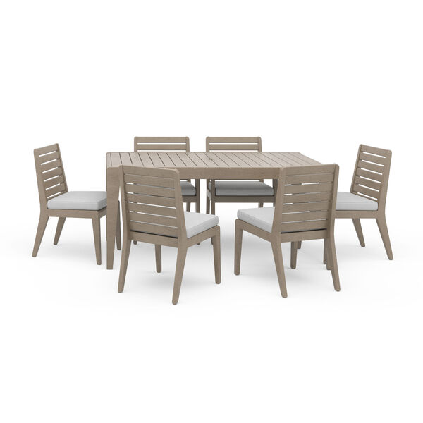 Sustain Rattan and Gray Outdoor Dining Set with Armless Chairs, 7-Piece, image 1
