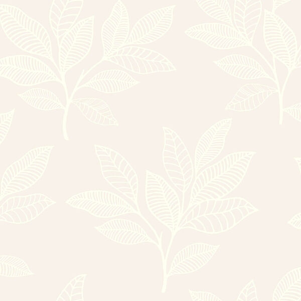 Boho Rhapsody Light Pink and White Paradise Leaves Unpasted Wallpaper, image 2