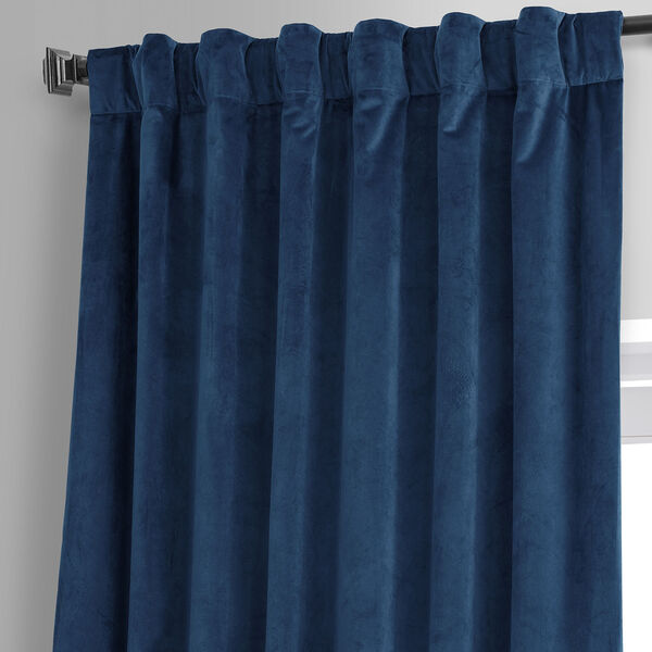 Signature Dreamland Blue Plush Velvet Hotel Blackout Single Panel Curtain, image 4