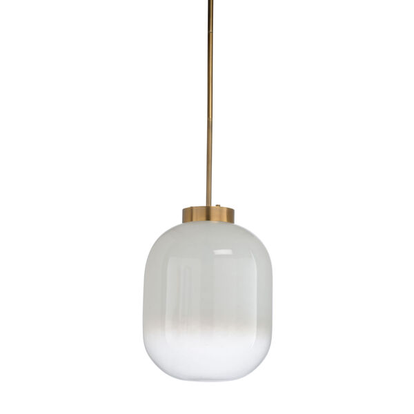 Brass and White One-Light 17-Inch Subway Pendant, image 1