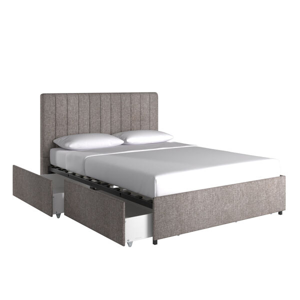 Jaeger Gray Full Storage Platform Bed with Channel Headboard, image 2