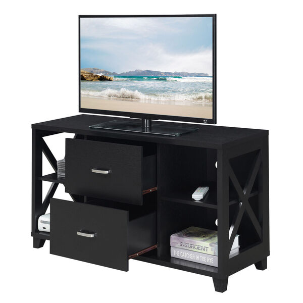 Oxford Deluxe Black 2 Drawer TV Stand, image 1