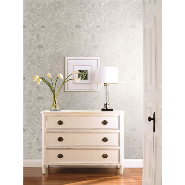Cream and Glint 27 In. x 27 Ft. Wood Block Blooms Wallpaper, image 3