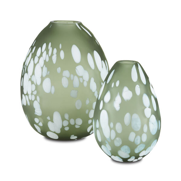 Hana Green and White Decorative Glass Vase, Set of 2, image 1