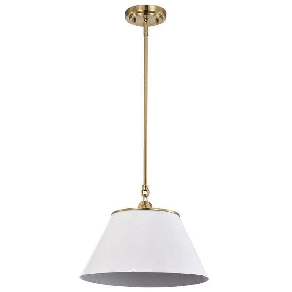 Dover White and Vintage Brass One-Light Pendant, image 1