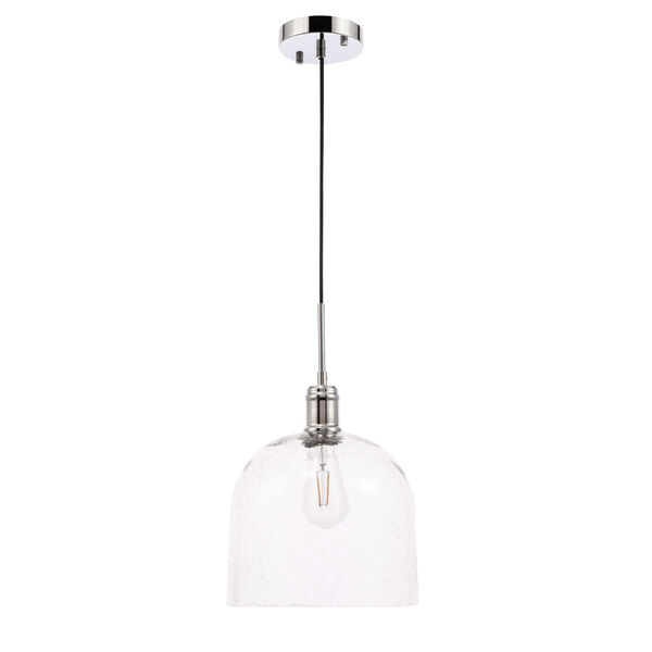 Gabe Chrome 10-Inch One-Light Pendant with Clear Seeded Glass, image 3