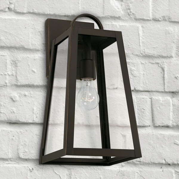 Leighton Oiled Bronze One-Light Outdoor Wall Lantern with Clear Glass, image 3