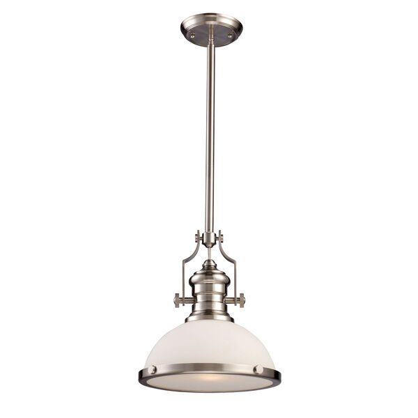 Chadwick Satin Nickel One-Light Pendant with Frosted Glass, image 2