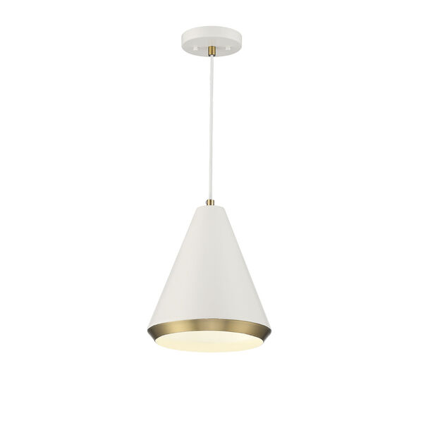 Chelsea White with Natural Brass 10-Inch One-Light Pendant, image 1
