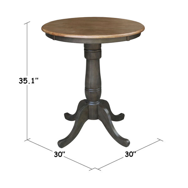 Hickory and Washed Coal 30-Inch Width x 35-Inch Height Round Top Pedestal Table, image 3