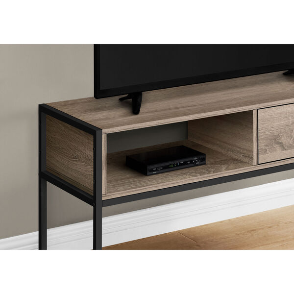 Dark Taupe and Black TV Stand with Drawer, image 3