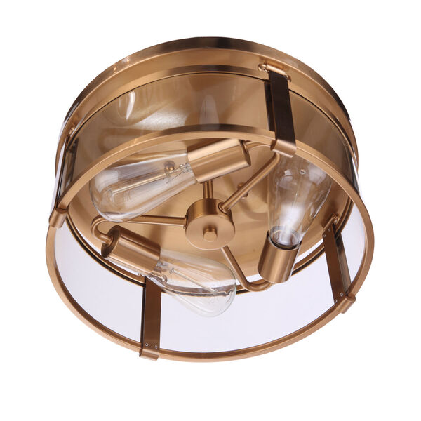Elliot Satin Brass Three-Light Flushmount, image 5