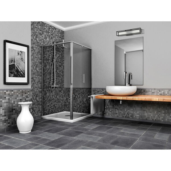 Gualajo Matte Black Integrated LED Bath Vanity with White Acrylic Shade, image 3