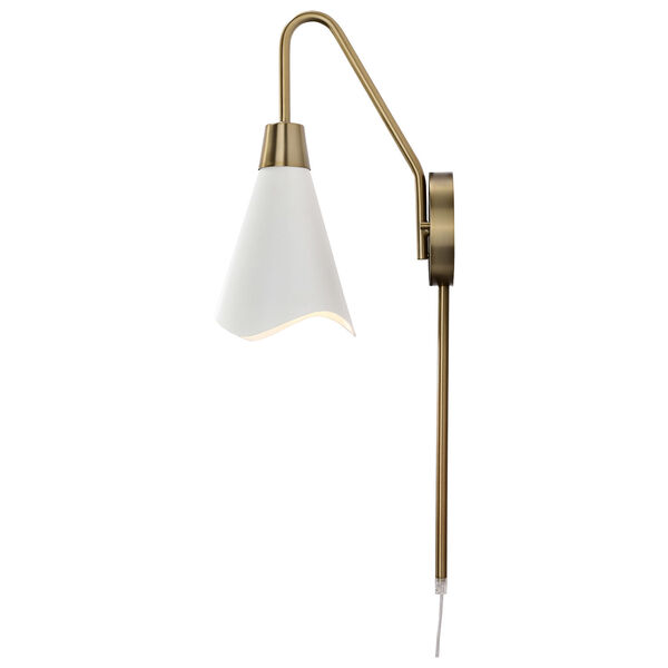 Tango Matte White and Burnished Brass One-Light Wall Sconce, image 4
