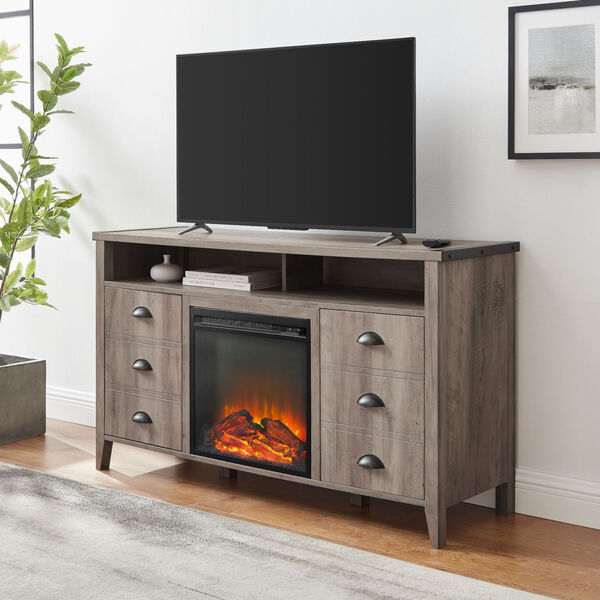 Clair Grey Wash Fireplace TV Stand, image 1