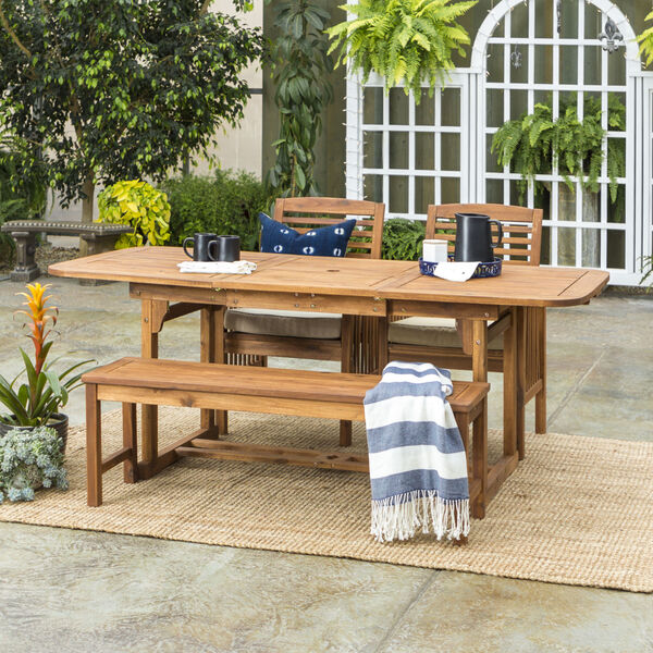Brown 35-Inch Four-Piece Outdoor Dining Table Set, image 1