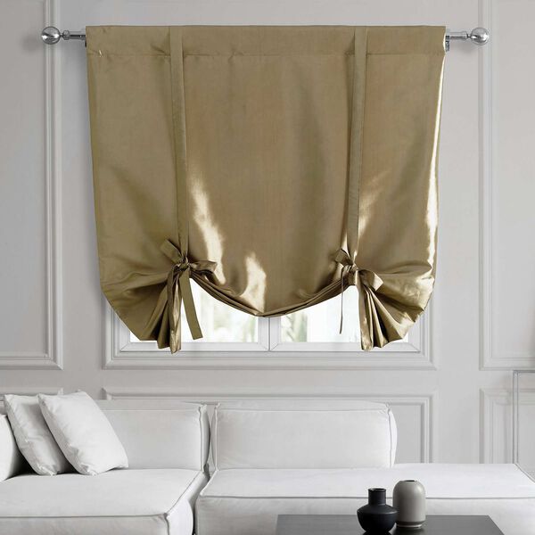 Gold Nugget Faux Silk Taffeta Tie-Up Window Shade Single Panel, image 1