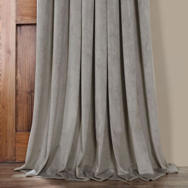 Silver Grey 84 x 100 In. Double Wide Grommet Blackout Velvet Curtain Single Panel, image 3