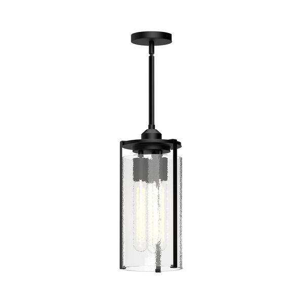 Belmont Matte Black One-Light Mini Pendant with Clear Water Glass, image 1
