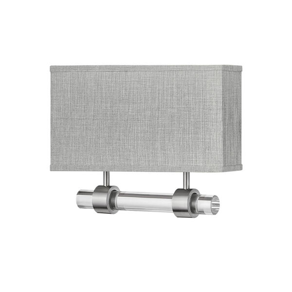 Luster Brushed Nickel Two-Light LED Wall Sconce with Heathered Gray Slub Shade, image 1