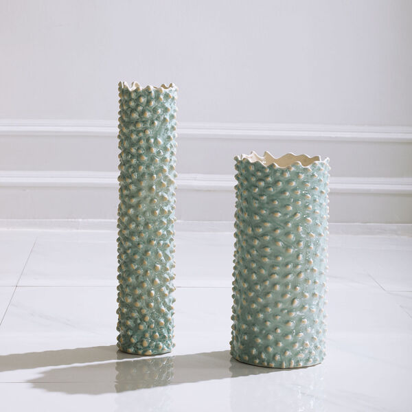Ciji Aqua Ceramic Vases, Set of 2, image 2