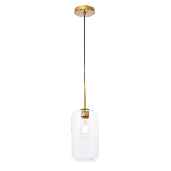 Collier Brass Six-Inch One-Light Mini Pendant with Clear Glass, image 1