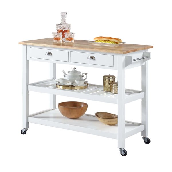 American Heritage 3 Tier Butcher Block Kitchen Cart with Drawers, image 2