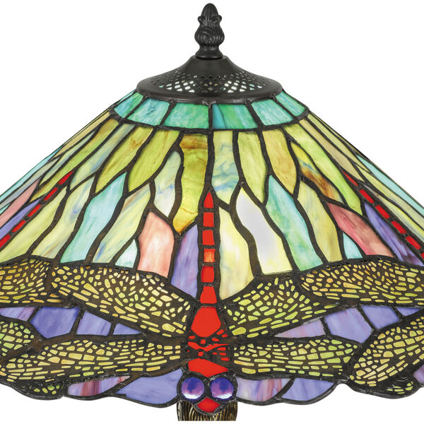 Skimmer Brown Two-Light Table Lamp with Tiffany Glass, image 3