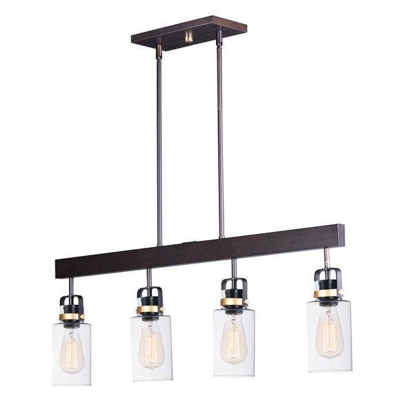 Magnolia Bronze and Gold Five-Inch Four-Light Adjustable Linear Pendant, image 1