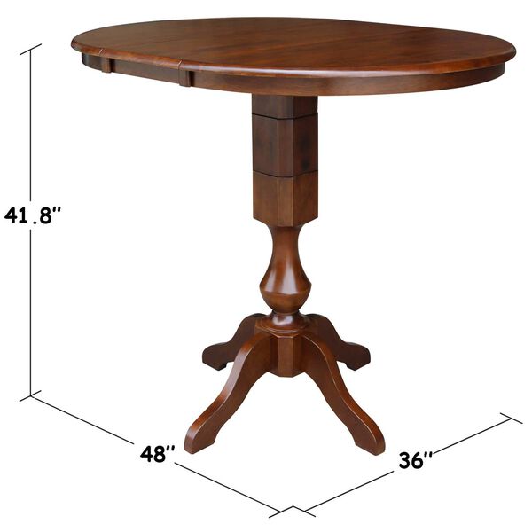 Espresso Round Top Pedestal Bar Height Table with 12-Inch Leaf, image 4