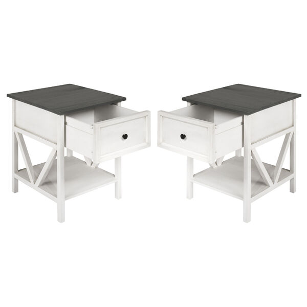 Natalee Gray and White Wash V-Frame Side Table, Set of Two, image 4