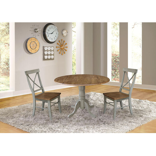 Hickory and Stone 42-Inch Dual Drop leaf Table with X-Back Chairs, Three-Piece, image 2