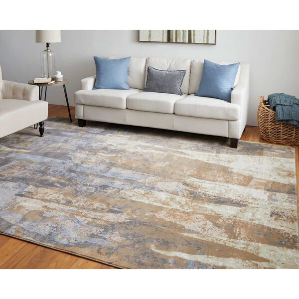 Clio Brown Blue Ivory Rectangular 3 Ft. 10 In. x 6 Ft. Area Rug, image 4
