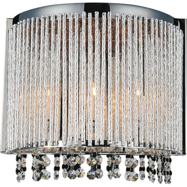 Claire Chrome Three-Light Wall Sconce with K9 Clear Crystal, image 1