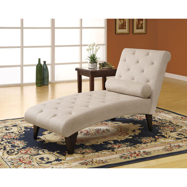 Chaise Lounger - Taupe Velvet Fabric, image 1