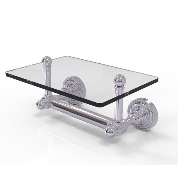 Dottingham Collection Two Post Toilet Tissue Holder with Glass Shelf, Polished Chrome, image 1