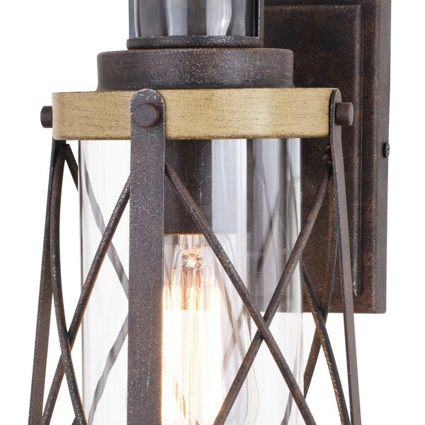 Harwood Oxidized Iron and Burnished Elm One-Light Motion Sensor Dusk to Dawn Outdoor Wall Lantern with Clear Glass, image 6