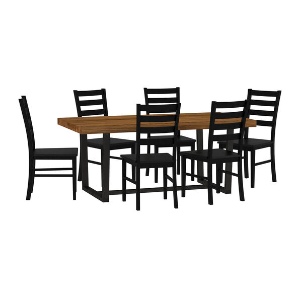 Parker Rustic Oak and Black Dining Table and 6 Chairs, 7-Piece, image 1
